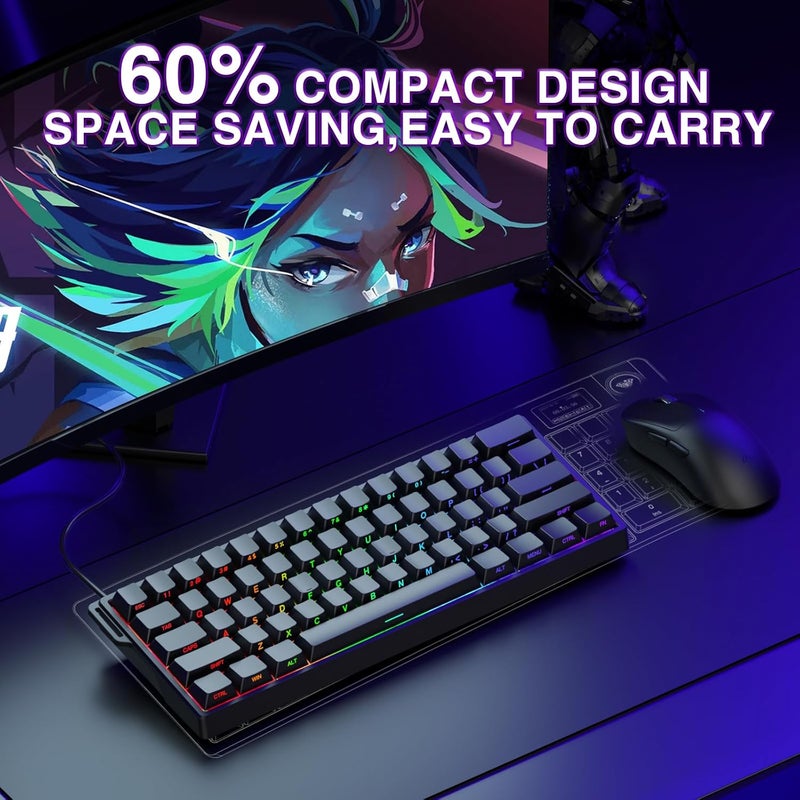 CORBOBO Aula WIN60 HE - 60% Mechanical Gaming Keyboard Wired, Magnetic Switch Hot Swappable, Adjustable Actuation Rapid Trigger Mode, 8000 Hz Polling Rate, RGB Small Keyboard 60 Percent Compact Design for PC - Image 3